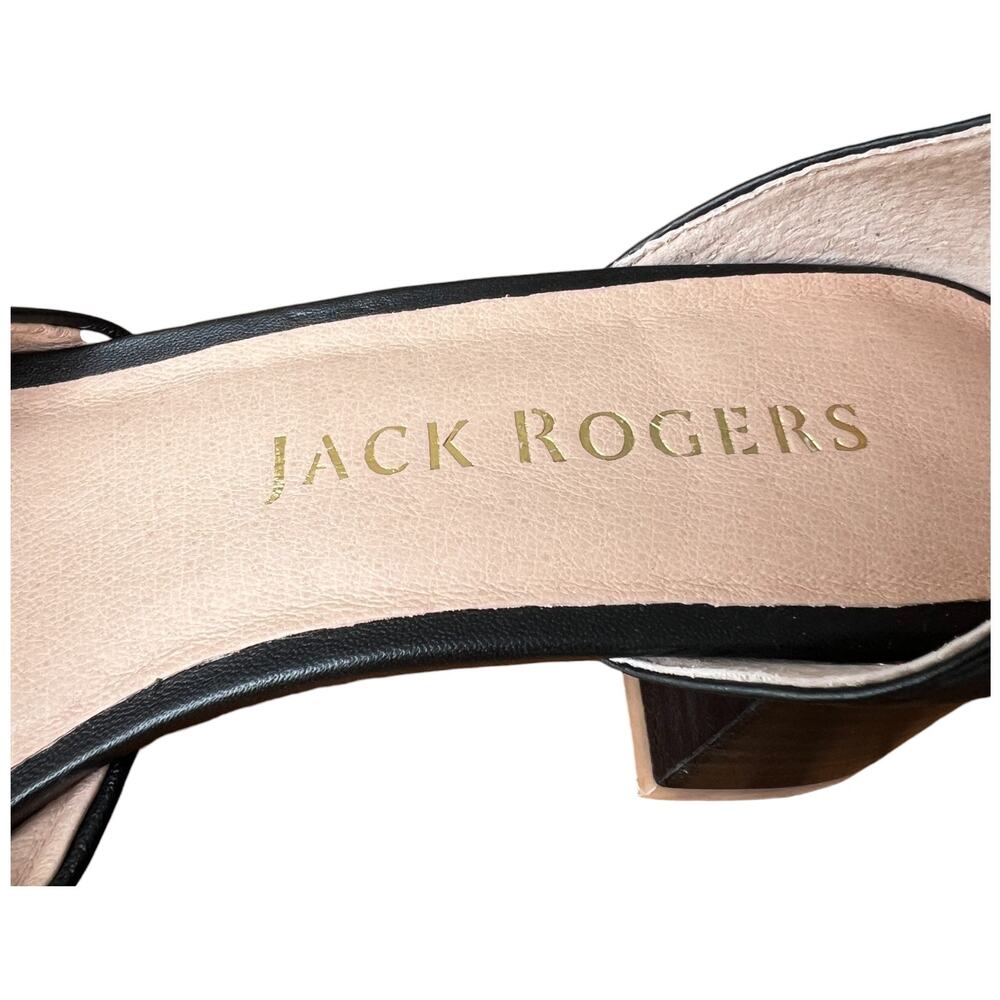 JACK ROGERS Abigail Mid Heel Women's Size 8 Black Leather Knot Dress Sandals - Picture 12 of 14
